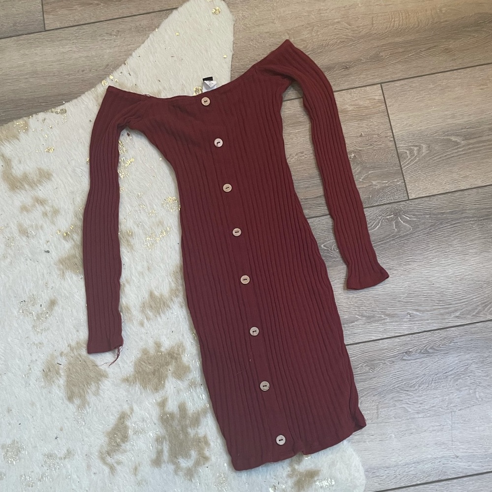 Windsor ribbed fitted bodycon long sleeve dress - Picture 1 of 4